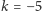 k = −5 