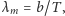 λ m= b/T , 