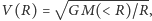  √ ------------ V (R) = GM(< , R)/R 