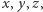 |x,y,z, 