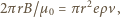 2π rB/µ0 = πr2eρv, 