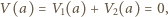 V (a) = V1(a) + V2(a) = 0, 