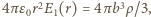 |4πε0r2E1(r) = 4πb3ρ /3,