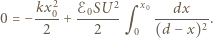 2 kx2 ℰ SU x0 dx 0 = −--0-+ -0----q -------2. 2 2 0 (d −x) 