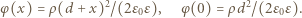  2 2 φ(x) = ρ(d +x) /(2ε0ε), φ (0) = ρd /(2 ε0ε ). 