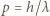 p = h/λ 
