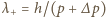|λ+ = h/(p + ∆ p) 