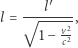  ---l′---- l = √ ---v2, 1− c2 