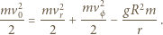 mv20 mv2r mv2- gR2m-- ϕ 2 = 2 + 2 − r . 