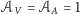 𝒜V = 𝒜A = 1 
