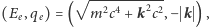  √ ----------- |(Ee,qe) = ( m2c4 + k2c2 ,− k ) , 