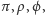 π ,ρ ,ϕ,