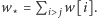 w⋆ = PiAj w[i]. 