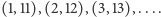 (1,11),(2,12),(3,13),.... 