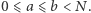.0⩽ a ⩽ b < N 