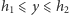 h1 ⩽ y⩽ h2 