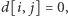 d[i, j] = 0, 
