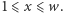 1 ⩽x ⩽ w.