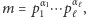  α |m = p α11⋯ pℓ`, 