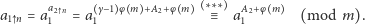 a1 n = aa2 n = a γ−1 φ m ∗∗∗≡ aA2+ (mod m). 1 1 1 