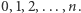 0,1,2,...,n. 