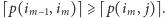 |⌈p(i ,i )⌉⩾ ⌈p(i , j)⌉. m m m 