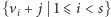 |{vi + j 1⩽ i < s} 