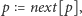 |p = next[p],