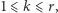 | 1⩽ k⩽ r,