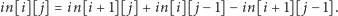 in[i][ j] = in[i +1][ j]+ in[i][ j − 1] −in[i +1][ j− 1]. 