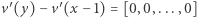 |v′ (y) − v′ (x − 1) = [0,0,...,0] 