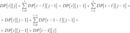 ii P[i][ j]=QDP[i−l][ j−1]=DP[i][ j−1]+QDP[i−l][ j−1]= D l0l1 i−1 P[i][ j−1]+QDP[i−1−l][ j−1]= = D l0 P[i][ j−1]+DP[i−1][ j] = D 