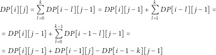 kk P[i][ j]=QDP[i−l][ j−1]=DP[i][ j−1]+QDP[i−l][ j−1]= D l0l1 k−1 P[i][ j−1]+QDP[i−1−l][ j−1]= = D l0 P[i][ j−1]+DP[i−1][ j]−DP[i−1−k][ j−1] = D 
