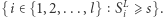  L |{i∈ {1,2,...,l} Si ⩾s}.