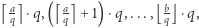 ⌈aq ⌉⋅q,(⌈aq⌉ +1) ⋅q,...,⌊bq⌋⋅q,