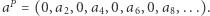 aP = (0,a2,0,a4,0,a6,0,a8,...).
