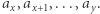 |ax,ax+1,...,ay.