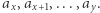 |ax,ax+1,...,ay.
