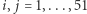 |i, j = 1,...,51 
