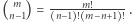 |( mn−1) = n−1 !m-!m---- . −n+1 ! 