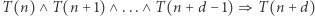 T (n) ∧T (n +1) ∧...∧ T (n +d − 1) T (n+ d) 
