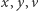 x,y, v 