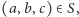 |(a,b,c)∈ S,