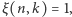 |ξ(n,k) = 1,