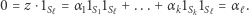 0 = z⋅1S` = α11S11S` + ...+α k1Sk1S` = αℓ. 