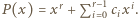  r r− 1 i |P(x) = x + P i 0cix . 