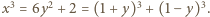 |x3 = 6y2 +2 = (1+ y)3 + (1− y)3.
