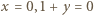 |x = 0,1 +y = 0 
