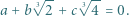  √3-- 3√ -- a+ b 2 + c 4 = 0. 