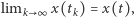limk ∞ x(tk) = x(t),